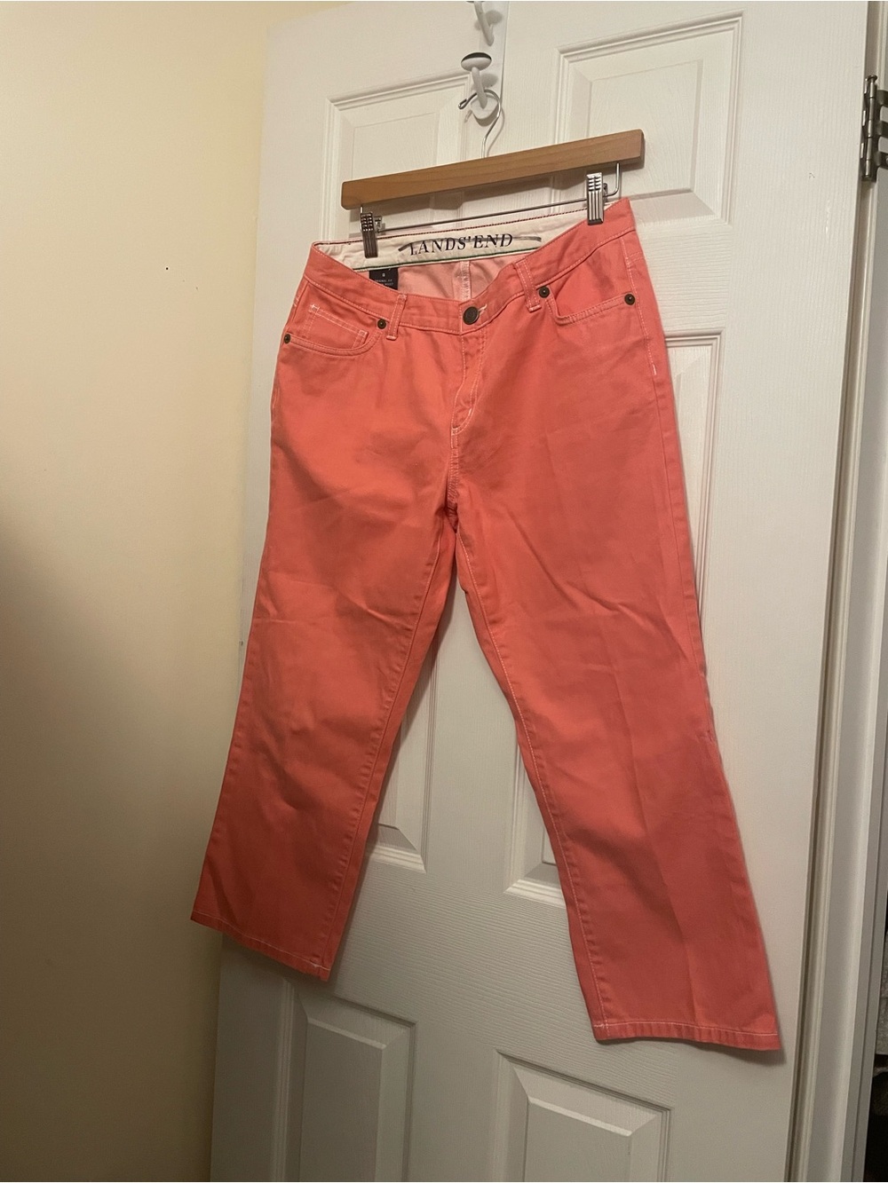 Lands' End Women's Coral-Orange Straight Leg Jeans